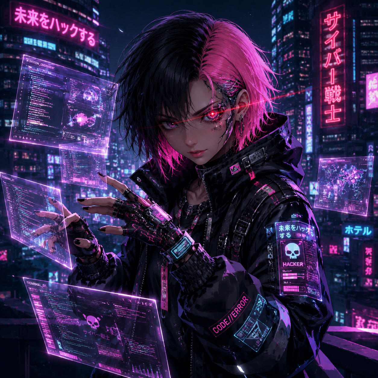 Cyberpunk Anime Hacker