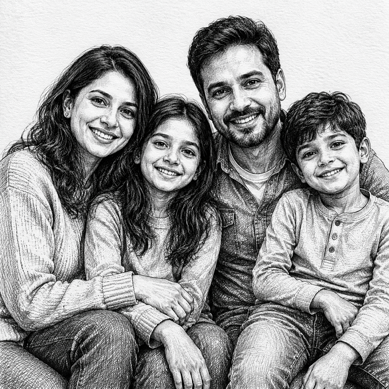 Ink-Etched Family Portrait