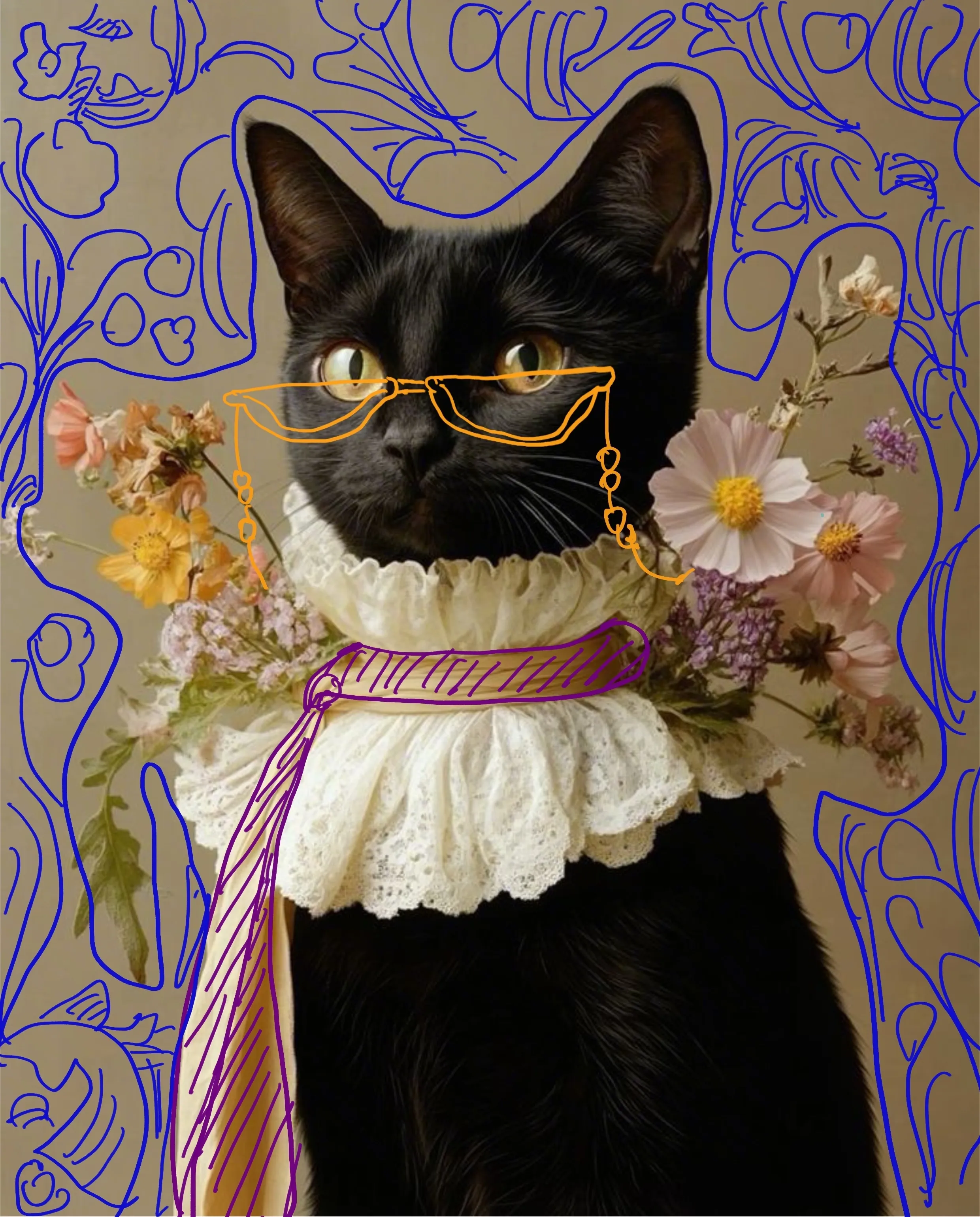 Decorative cat portrait