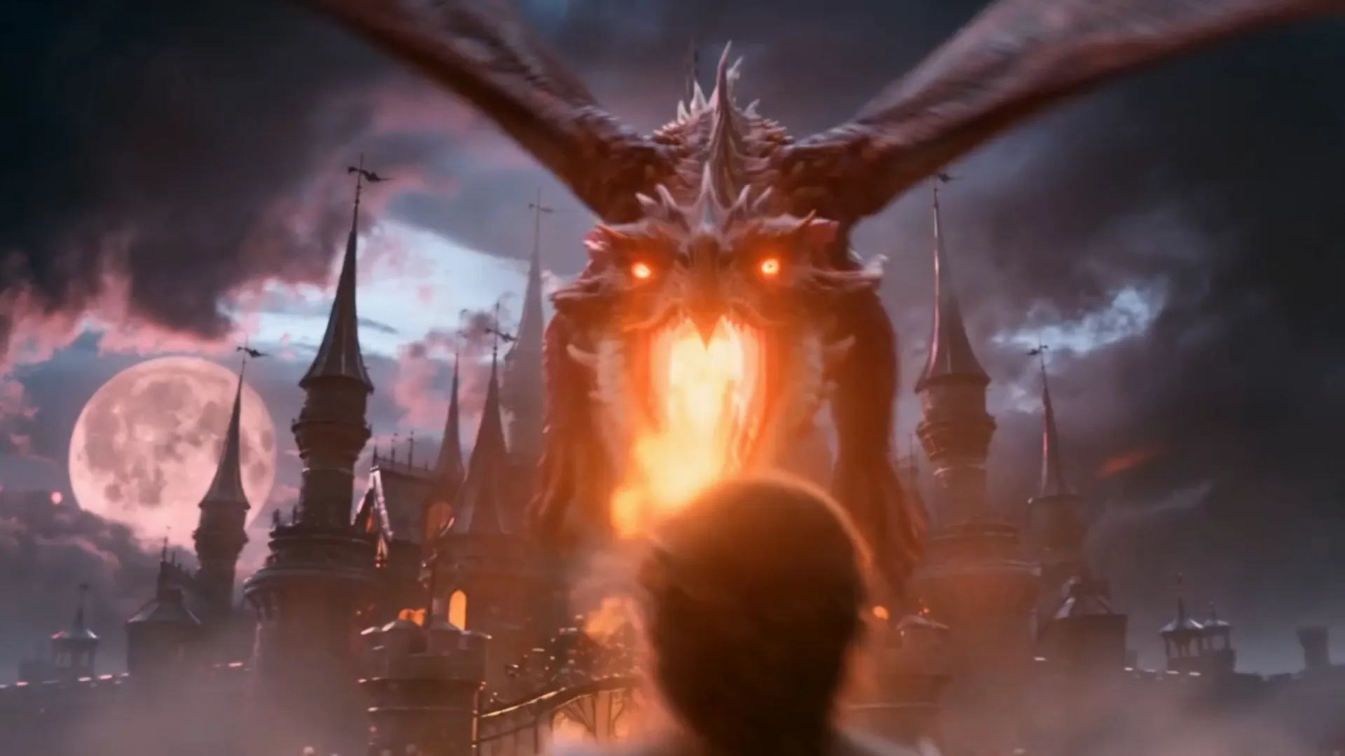 Dragon above a castle