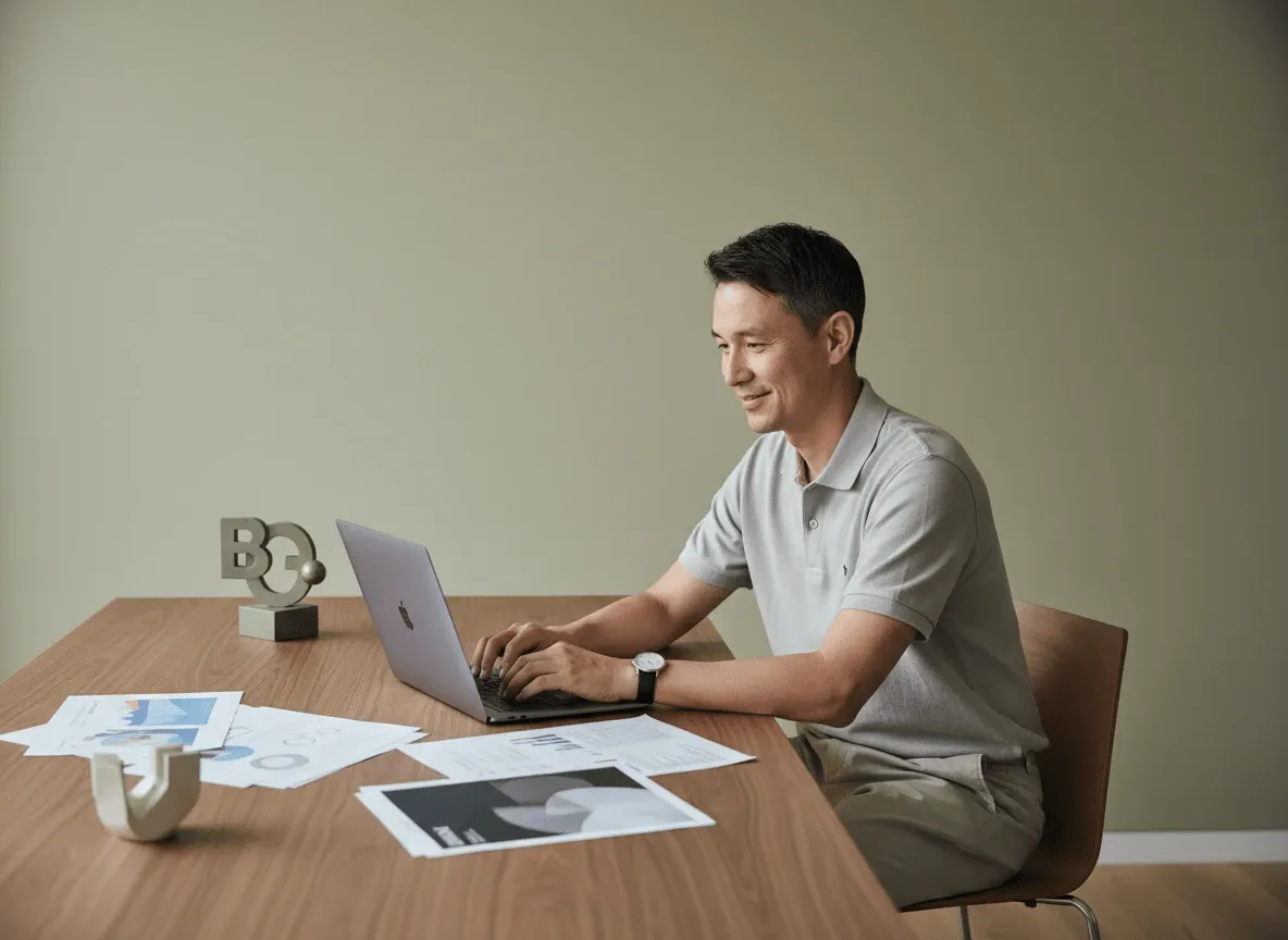 Man recording a presentation.