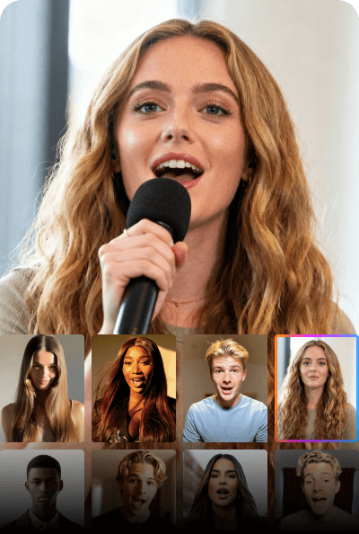 Performer pictured in a singing-avatar example.