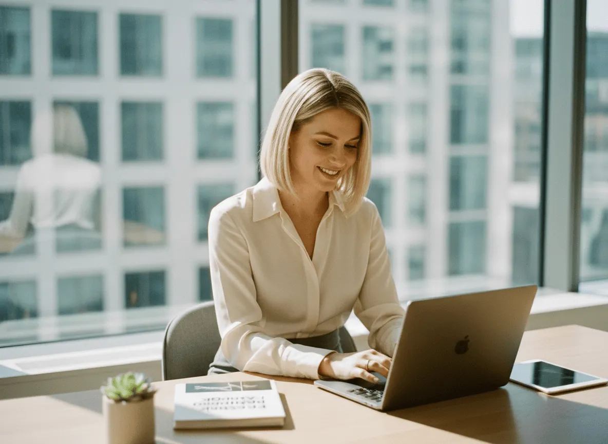 Creator working at an office desk.