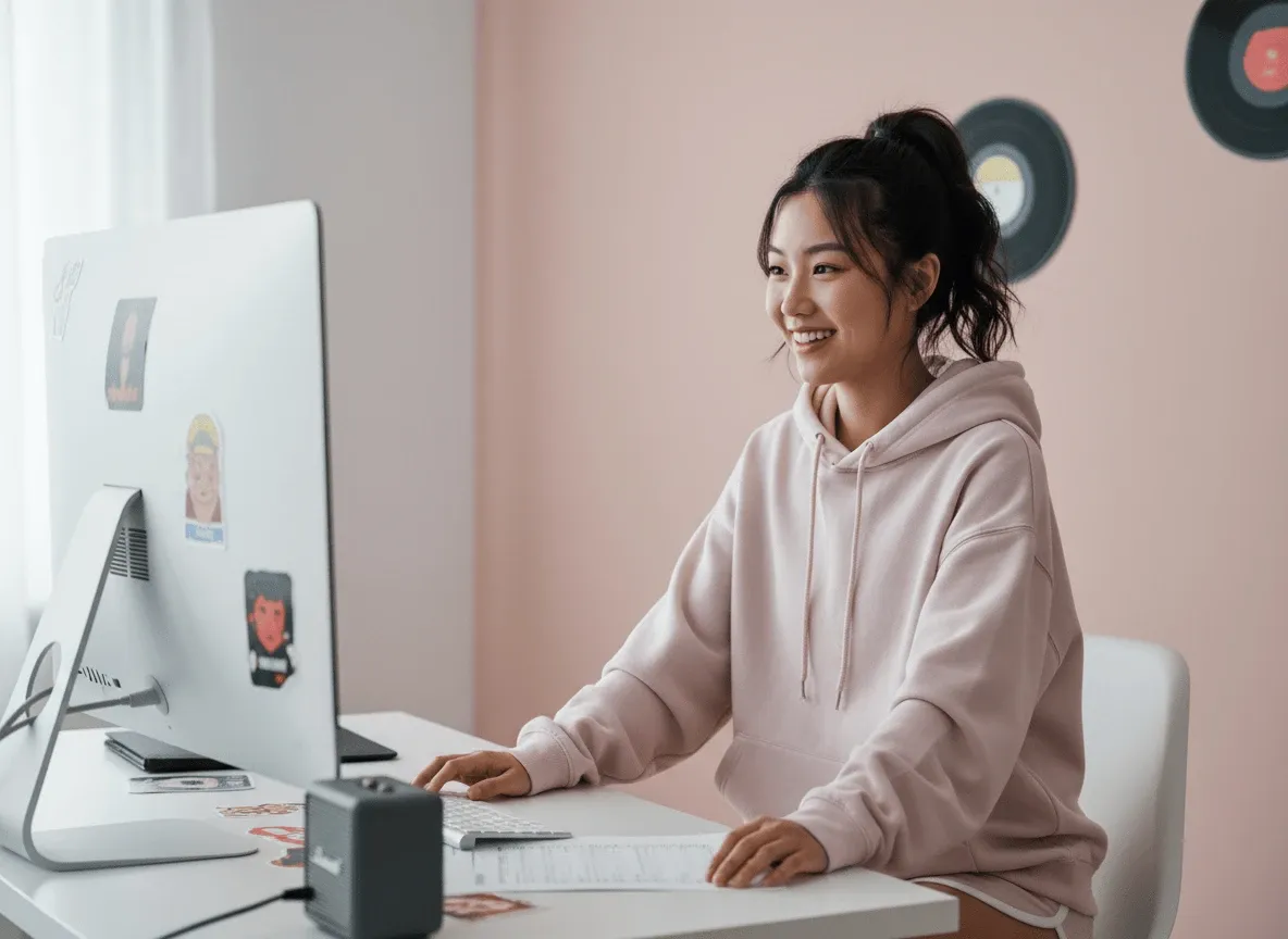 Creator reviewing a music video project.