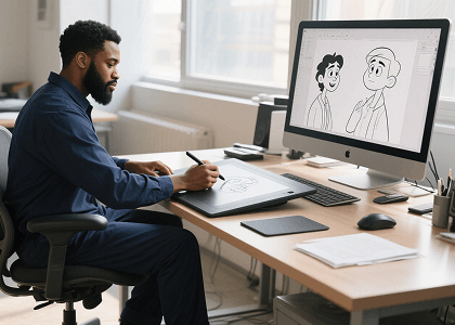 Animator working on a creative project.