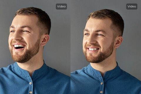 Portrait comparison of a speaking man.